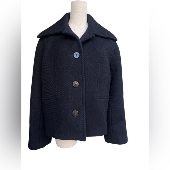 Hermes navy chervon pattern short coat - Picture 1 of 9